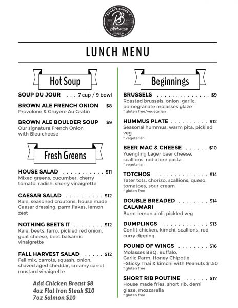 Lunch Menu | Pearly Baker's Alehouse | (610) 253-9949